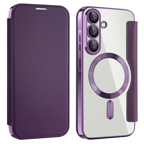 Samsung A56 Suojakotelo (PU nahkainen) - Tumma liila