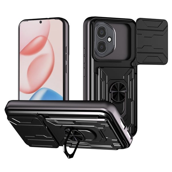 Honor 400 Suojakuori (korttipaikalla, sormuksella ja liukuvalla kameran suojalla) - Musta