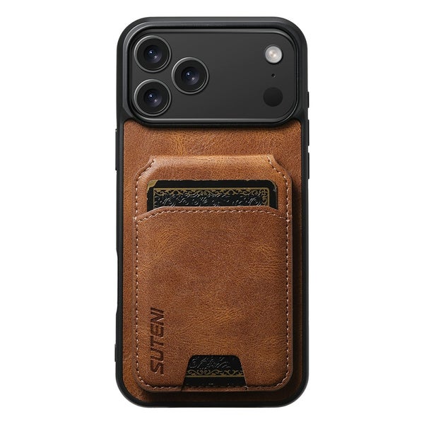 iPhone 17 Pro Suojakuori (Korttitaskulla, SUTENI) - Ruskea