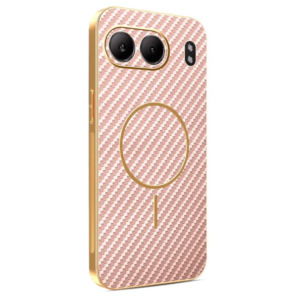 OnePlus Nord 4 Suojakuori (TPU, Carbon Fiber Textured) - Pinkki