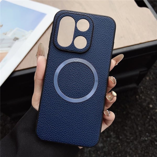 OnePlus 15 Suojakuori (Litchi Texture, MagSafe) - Sininen