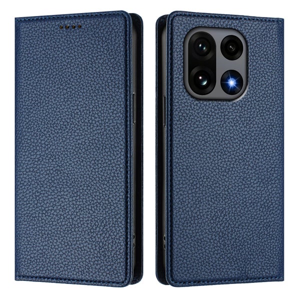 OnePlus 15 Suojakotelo (Litchi Texture) &ndash; Tummansininen