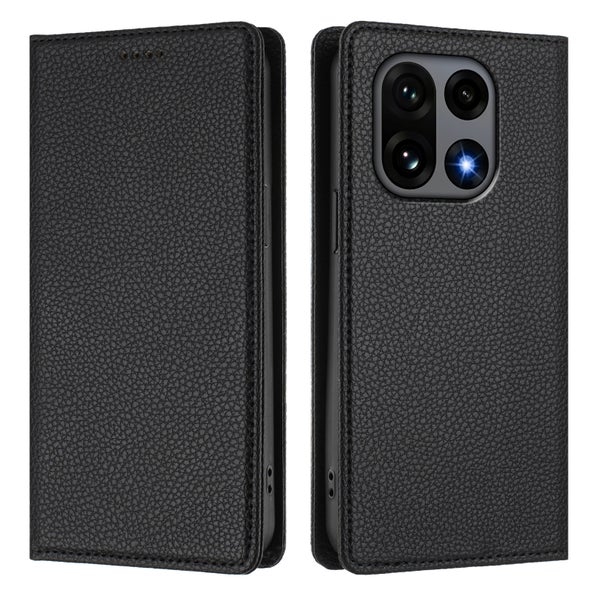 OnePlus 15 Suojakotelo (Litchi Texture) &ndash; Musta