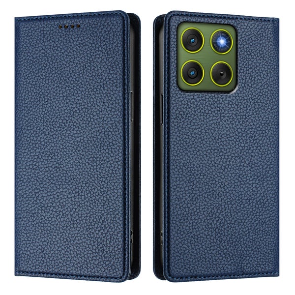 Motorola Edge 70 Suojakotelo (Litchi Texture) &ndash; Tummansininen