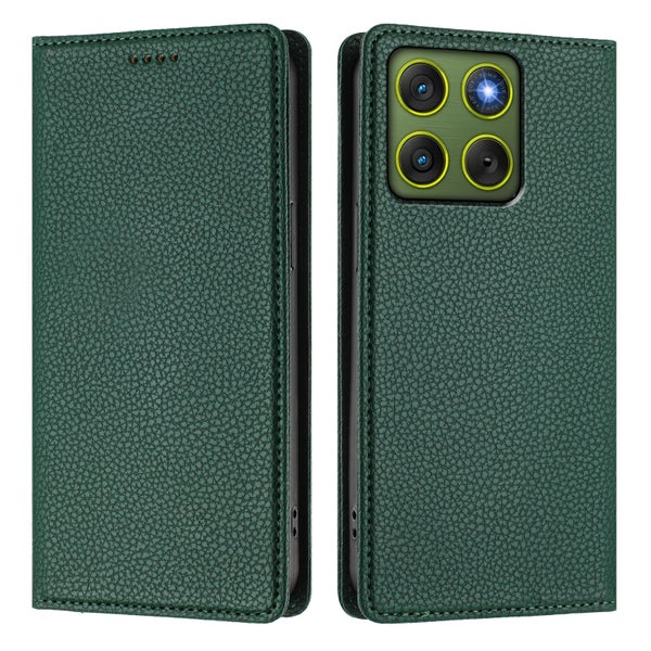 Motorola Edge 70 Suojakotelo (Litchi Texture) &ndash; Tummanvihre&auml;