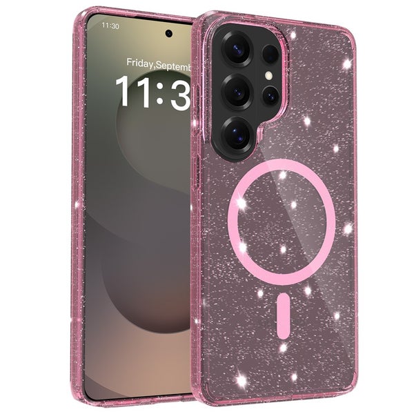 Samsung S26 Ultra Suojakuori (TPU + PC + PET, Magnetic) - L&auml;pin&auml;kyv&auml; pinkki