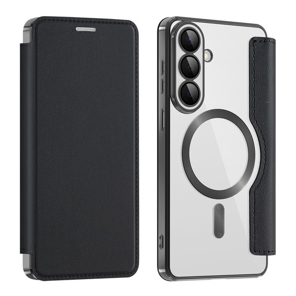 Samsung S26 Suojakotelo (PU nahkainen, l&auml;pin&auml;kyv&auml; takakansi) - Musta