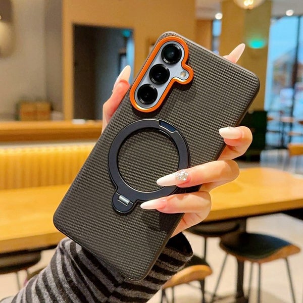 Samsung S26+ Suojakuori (Magneettinen py&ouml;riv&auml; jalusta / sormus) - Musta