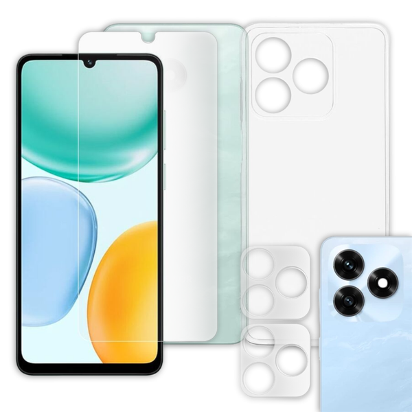 S&auml;&auml;st&auml; yli 20% - Honor X5c Plus Panssarilasi + Kameran panssarilasi 2kpl + TPU -tuotepaketti