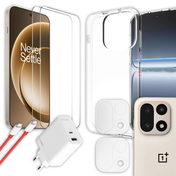 S&auml;&auml;st&auml; 12% - OnePlus 15 Panssarilasi 2kpl + Kameran panssarilasi 2kpl + TPU + Laturi 120W -tuotepaketti