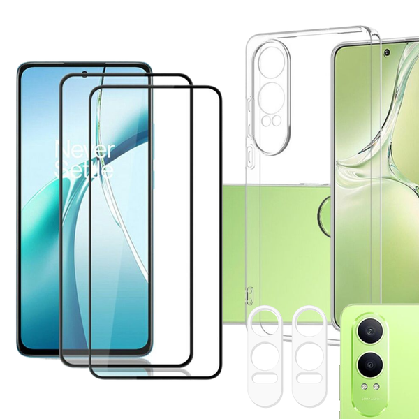 S&auml;&auml;st&auml; 25% - OnePlus Nord CE 4 Lite Panssarilasi 2kpl + Kameran panssarilasi 2kpl + TPU -tuotepaketti