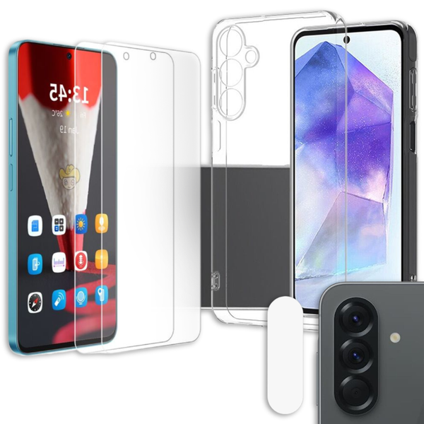 S&auml;&auml;st&auml; 25% - Samsung A56 Panssarilasi 2kpl + Kameran panssarilasi + TPU -tuotepaketti