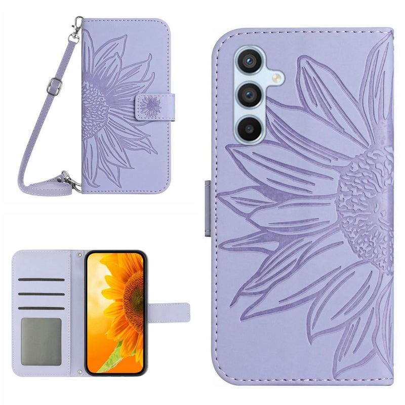 Samsung A16 Suojakotelo (Auringonkukka kuvioitu) - Vaalea liila